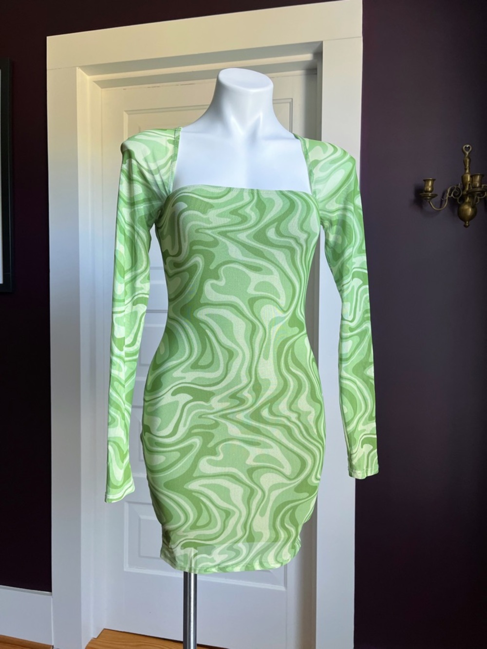Y2K lime green bodycon dress